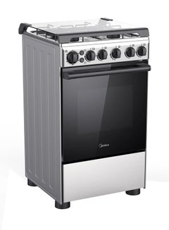 Midea 4 Burner Gas Cooker 50 X 55 cm, Full Safety, Cast Iron Pan support,1 year Warranty BME55007FFD Silver/Black  - Image 2