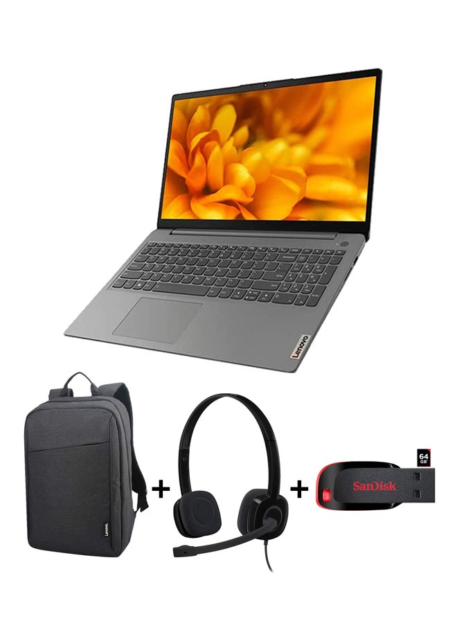 Lenovo IdeaPad 3 (Upgraded Version) Laptop With 15.6-Inch Display, Core i7 1165G7 Processer/8GB RAM/1TB HDD/Integrated Graphics/DOS (No Windows) With Bag+ USB+ Headset English Arctic Grey  - Image 1