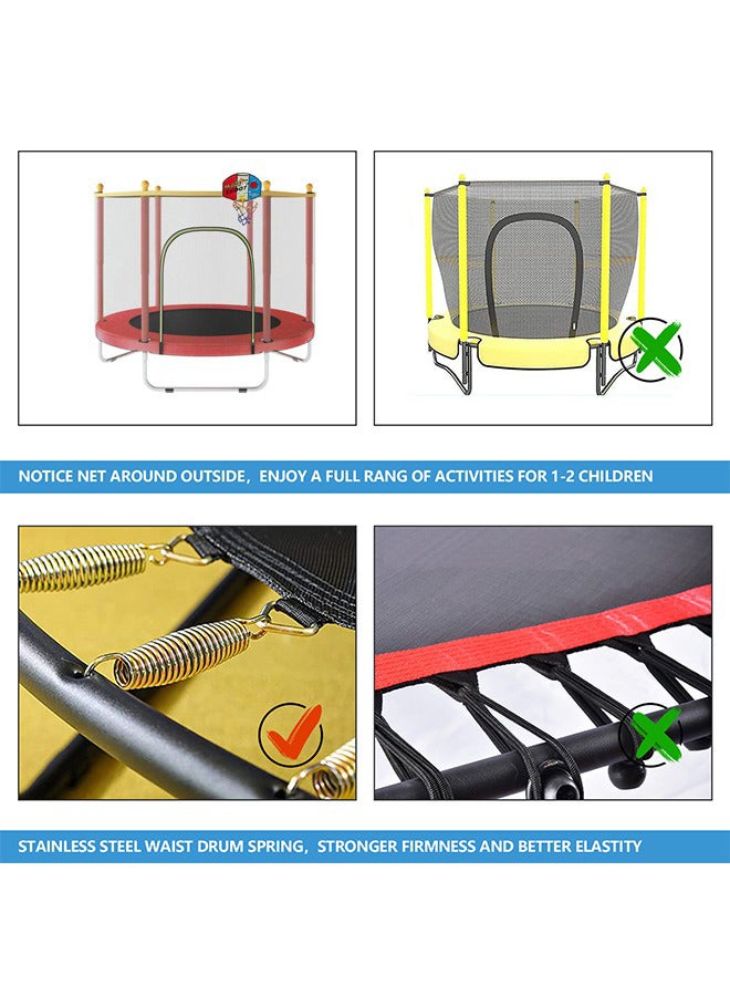 شيانغ يو ترامبولين قفز محمول ومغلق بالكامل مقاوم للماء وجيد التهوية بطول 5.5 قدم مع طوق كرة السلة 140x140x120 سم 140x140x120سم - Image 5