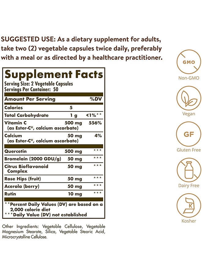 Solgar - Quercetin Complex with Ester-C Plus 100 Vegetable Capsules - Image 1