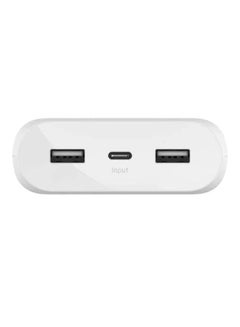 belkin 20000 mAh BoostCharge USB C Powerbank- 30W PD Fast Charger w/ USB-C And USB Ports, Chargers For Macbook Pro/iPad Pro 11/12.9 Inch/ iPhone 15/14 Or Older, Google, Samsung, Huawei White  - Image 2