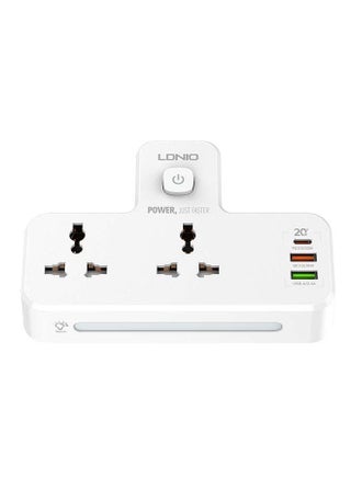 وصلة مقابس بمنافذ متعددة، منفذي USB ومنفذ PD أبيض 155x105x73مم - v1660312874/N48029362A_1