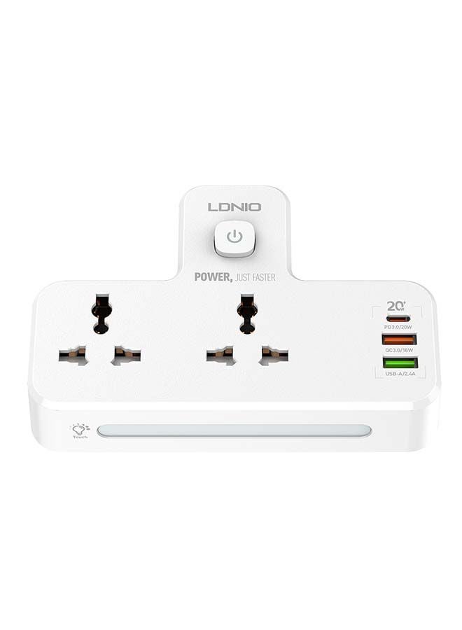 LDNIO - Multi Plug Extension Sockets with 2 USB With PD PORT White 155x105x73mm - Image 1