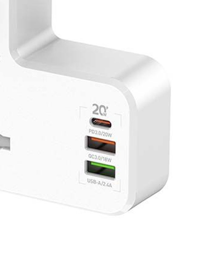 LDNIO - Multi Plug Extension Sockets with 2 USB With PD PORT White 155x105x73mm - Image 1