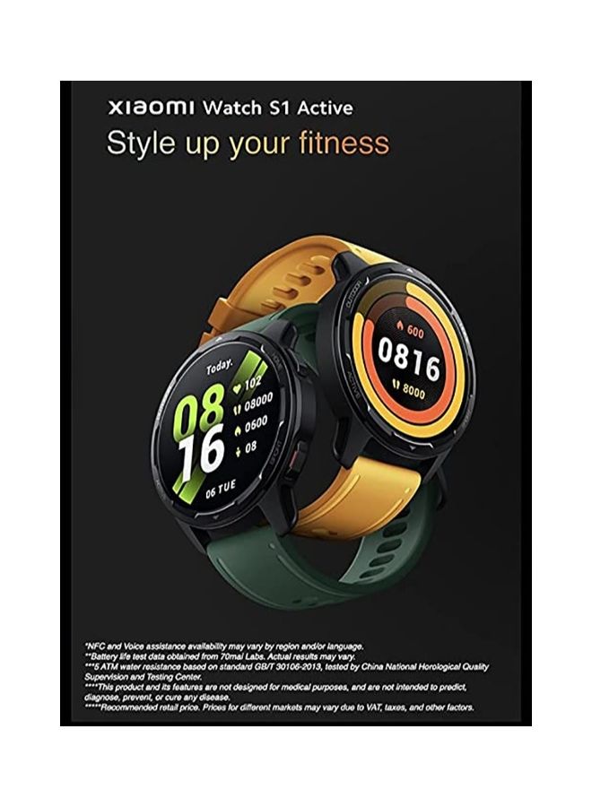 Xiaomi - S1 Active Smart Watch 1.43 Inch Touch Screen AMOLED Display, 117 Fitness Modes, 200+ Watch Faces Blue - Image 1