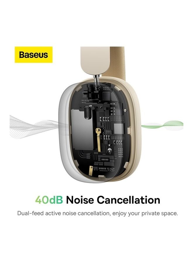 Bowie H1 Noise-Cancelling Wireless Headphones 4-mics Bluetooth V5.2 40db Active Noise Cancellation, 70h Battery Life, 40mm Driver Unit Beige