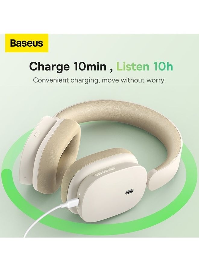 Bowie H1 Noise-Cancelling Wireless Headphones 4-mics Bluetooth V5.2 40db Active Noise Cancellation, 70h Battery Life, 40mm Driver Unit Beige