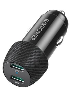 راف باور شاحن سيارة راف باور بايونير 50 واط بمنفذين USB-C - اسود لون أسود 
