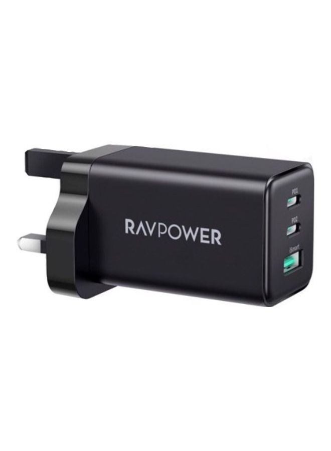 RAVPOWER 65W 3-Port Wall Charger Black  - Image 1