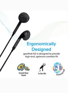 PROMATE Earphones, In-Ear 3.5Mm Universal Crystal Sound And Noise Isolating Earbuds With In-Line Remote Volume Control Built-In Mic For Smartphones, Pc, Tablets, Laptops Black  - Image 2