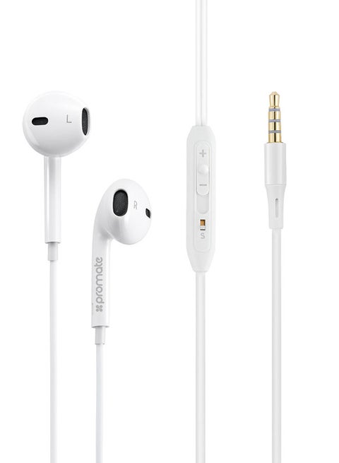 Earphones, In-Ear 3.5mm Universal Crystal Sound And Noise Isolating Earbuds With In-Line Remote Volume Control And Built-In Mic For Smartphones, PC, Tablets, Laptops White