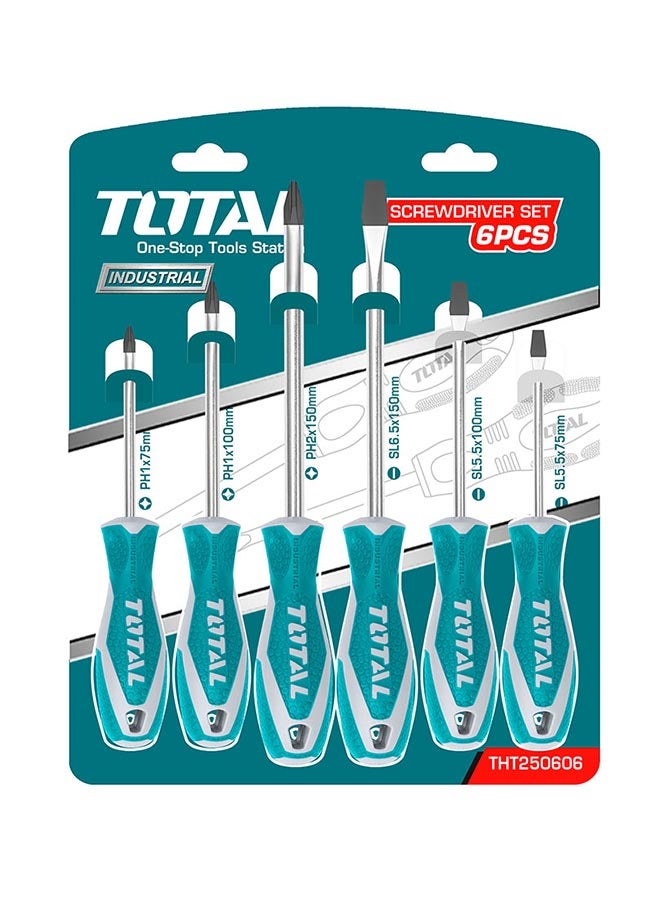 TOTAL 6 Pcs Screwdriver Set Teal
