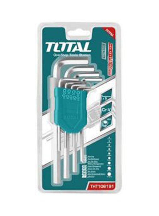 TOTAL - Hex Key Set 9 Pieces Teal/Silver 1.5-10mm - Image 1