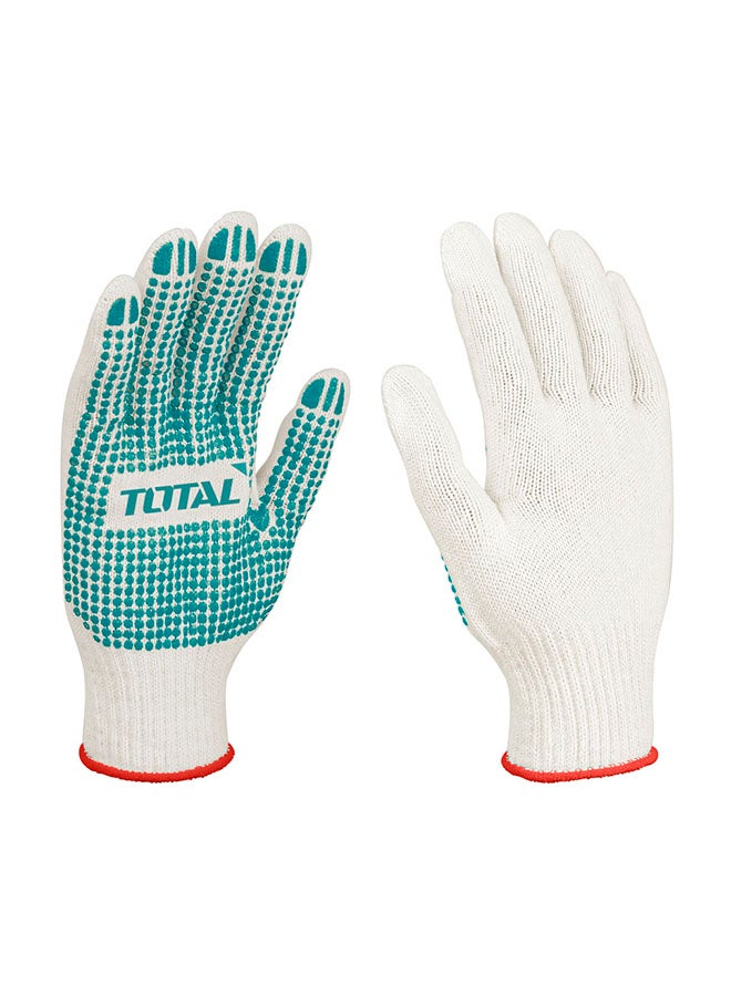 TOTAL Knitted & Pvc Dots Gloves Green/White XL 