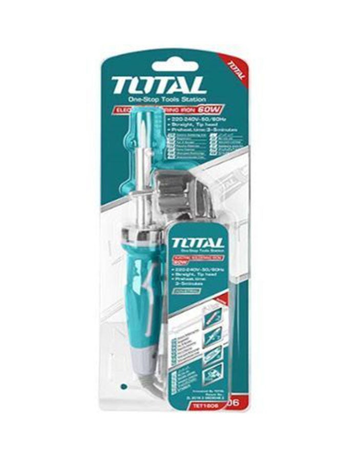 TOTAL Electric Soldering Iron 60 Watt Light Blue 14.4 x 6.2 x 3.4cm