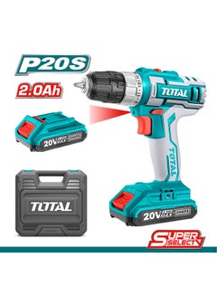 TOTAL Lithium-Ion Impact Drill 20 Volts Including 2 Batteries And 1 Charger And Heavy Duty Case Multicolour 