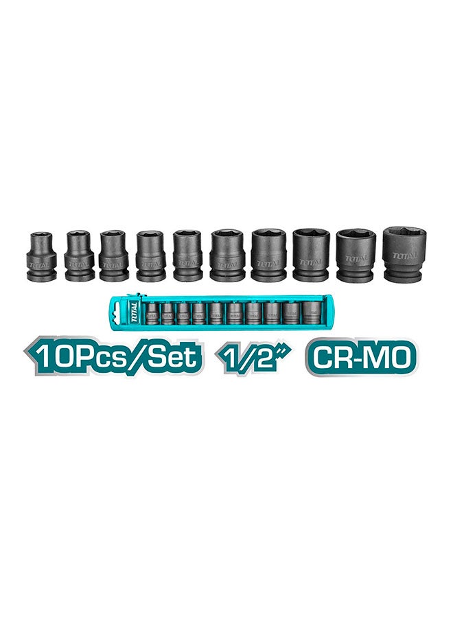 TOTAL - 10 Pcs 1/2" Impact Socket Set Multicolour 10mm-24mm - Image 1
