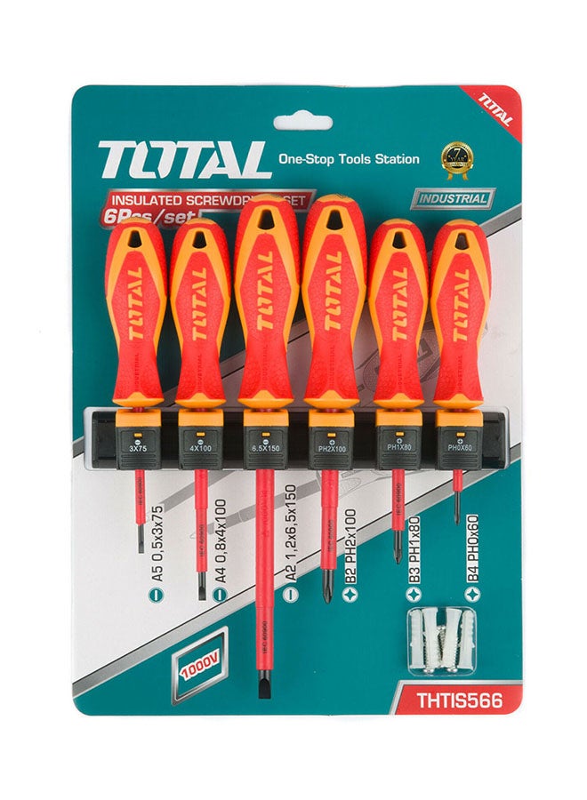 TOTAL 6 Pcs Insulated Screwdriver Set Multicolour