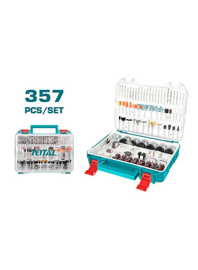 TOTAL 357 Piece Accessories  Of Mini Drill Teal / Grey