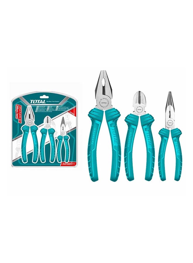 TOTAL 3 Piece Pliers Set Teal / Grey