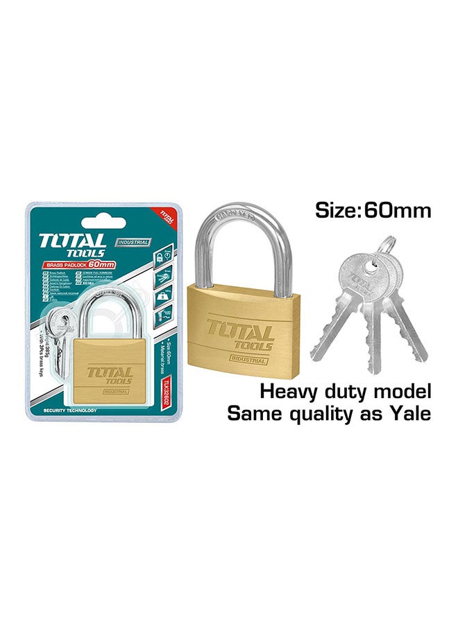 TOTAL Heavy Duty Brass Padlock Teal / Grey 60mm 