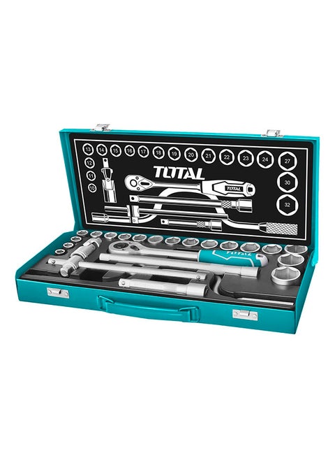24 Piece 1/2" Socket Set Teal / Grey