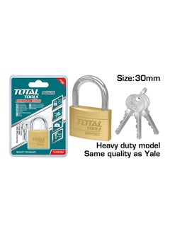 TOTAL Heavy Duty Brass Padlock Teal / Grey 30mm 