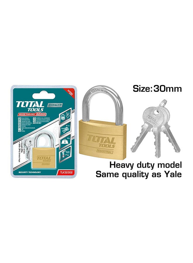 TOTAL Heavy Duty Brass Padlock Teal / Grey 30mm 