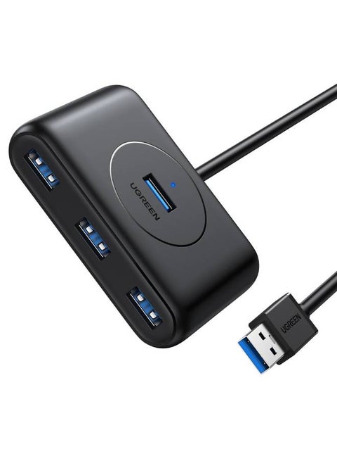 موزع شبكي USB محمول بـ 4 منافذ USB 3.0 لتقسيم الإشارة ونقل البيانات بسرعةٍ فائقة، متوافق مع جهاز سيرفيس برو وماك بوك وماك ميني وآي ماك ومايكروسوفت سيرفيس، بطول متر واحد أسود