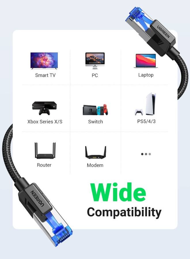 Ugreen - Cat8 Ethernet Cable High Speed 40Gbps 2000MHz RJ45 Network Internet Braided Shielded Cord LAN Wire Compatible with Gaming Switch PC PS5 PS4 Xbox Modem Router WiFi Extender Patch Panel-1M Multicolour - Image 1