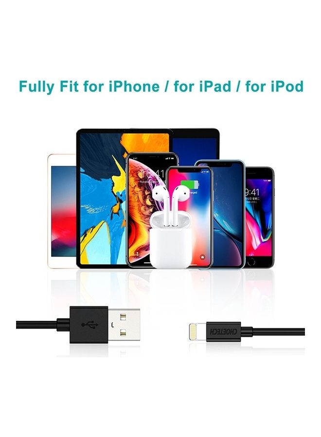 CHOETECH Lightning to USB-A Fast Charging Cable for Apple iPhone 14 13 12 11 X Pro Max/Pro/Mini & iPads (MFi Certified) Black  - Image 2