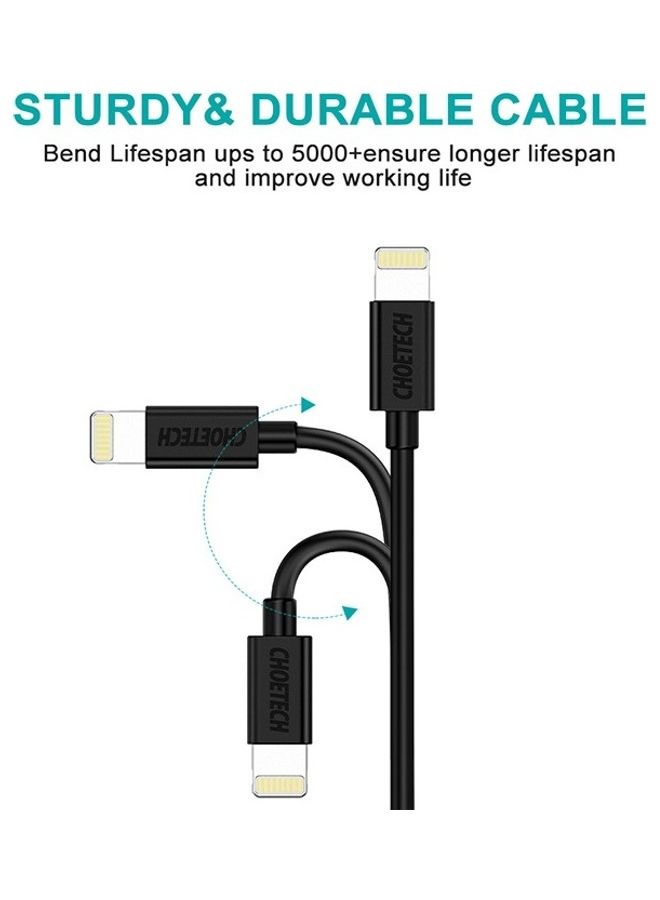 CHOETECH Lightning to USB-A Fast Charging Cable for Apple iPhone 14 13 12 11 X Pro Max/Pro/Mini & iPads (MFi Certified) Black  - Image 3