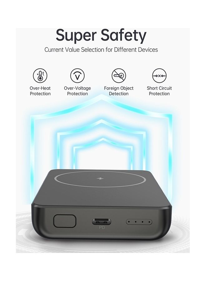 CHOETECH - 10000.0 mAh Magnetic Battery Magsafe 10000 MAH Wireless Charger Power Bank For IPhone 14/13/12 Series Black - Image 1