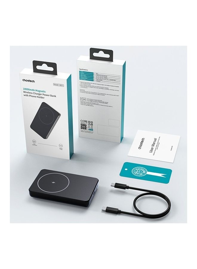 CHOETECH - 10000.0 mAh Magnetic Battery Magsafe 10000 MAH Wireless Charger Power Bank For IPhone 14/13/12 Series Black - Image 1