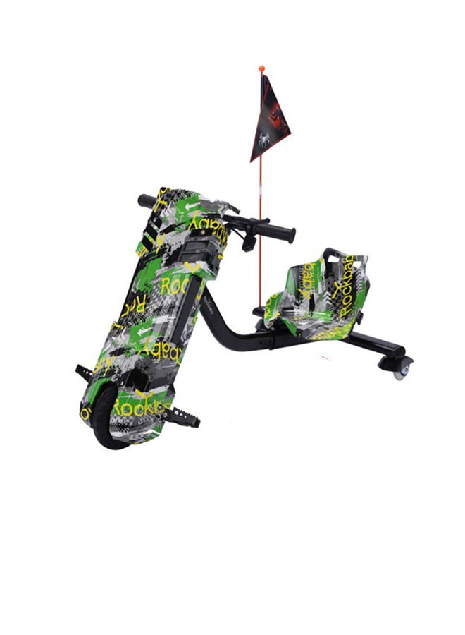 Rockbaby 3-Wheeler Drifting Electric Scooter With Comfortable Seat And Backrest Green 68.5x54x21cm