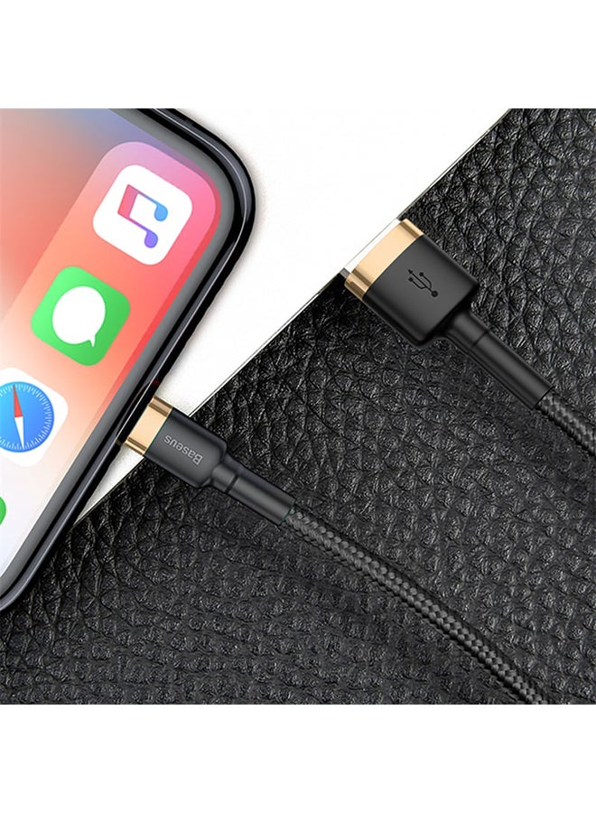 Baseus - USB to Lightning Charging Cable Cafule Nylon Braided High-Density Quick Charge Compatible for iPhone 13 12 11 Pro Max Mini XS X 8 7 6 5 SE iPad (3 Meter) Gold/Black - Image 1