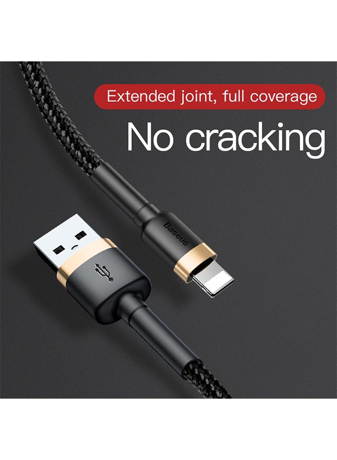 Baseus - USB to Lightning Charging Cable Cafule Nylon Braided High-Density Quick Charge Compatible for iPhone 13 12 11 Pro Max Mini XS X 8 7 6 5 SE iPad (3 Meter) Gold/Black - Image 1