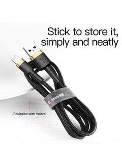 بيسوس كابل شحن USB إلى Lightning كافول من النايلون المضفر عالي الكثافة للشحن السريع متوافق مع هواتف آيفون 13 و12 و11 برو ماكس وميني وXS وX و8 و7 و6 و5 وSE وآي باد (بطول 3 أمتار) ذهبي/ أسود  - Image 5