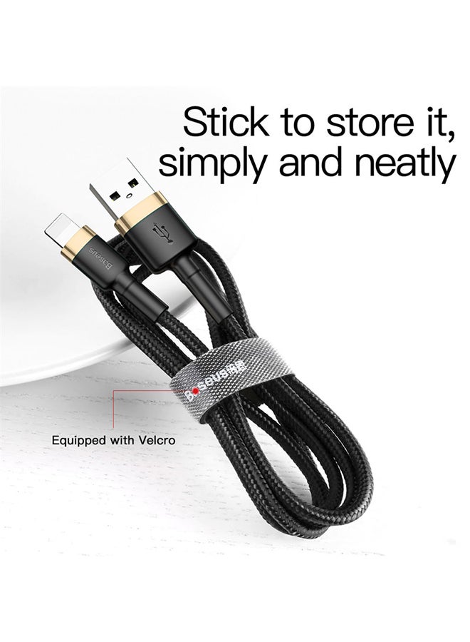 Baseus - USB to Lightning Charging Cable Cafule Nylon Braided High-Density Quick Charge Compatible for iPhone 13 12 11 Pro Max Mini XS X 8 7 6 5 SE iPad (3 Meter) Gold/Black - Image 1