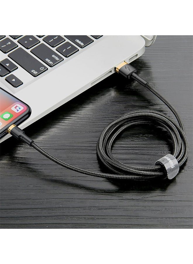 Baseus - USB to Lightning Charging Cable Cafule Nylon Braided High-Density Quick Charge Compatible for iPhone 13 12 11 Pro Max Mini XS X 8 7 6 5 SE iPad (3 Meter) Gold/Black - Image 1