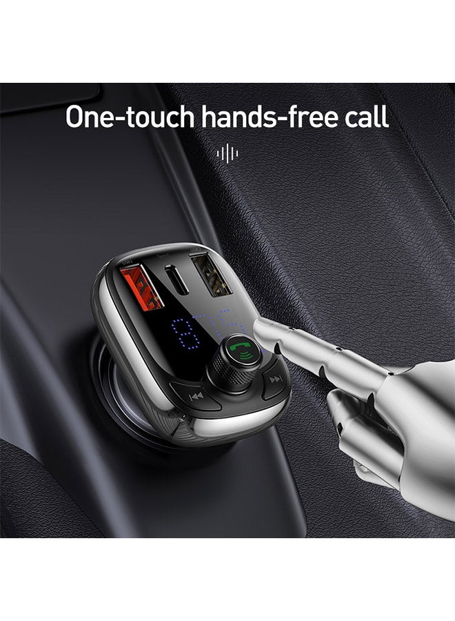 Baseus - Bluetooth FM Transmitter Car MP3 Player Handsfree Wireless Radio Audio Adapter with USB Disk/SD Card - Quick Charger 4.0 CCTM-B01 Black - Image 1