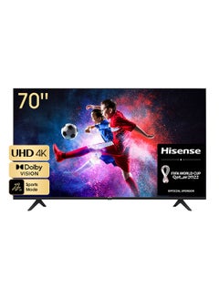 تلفزيون ذكي بتقنية HDR بدقة فائقة الوضوح وجودة 4K مقاس 70 بوصة (بنظام تشغيل Vidaa) 70A6GE أسود