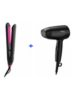 Philips Essential Thermo-Protect Hair Straightener And Hair Dryer Black/Pink  - Image 1