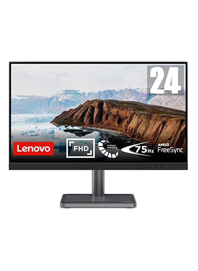 Lenovo L24i-30 24-Inch FHD Monitor (IPS, 75Hz 4ms, HDMI VGA, FreeSync, Phone Holder, Tilt) Black  - Image 1