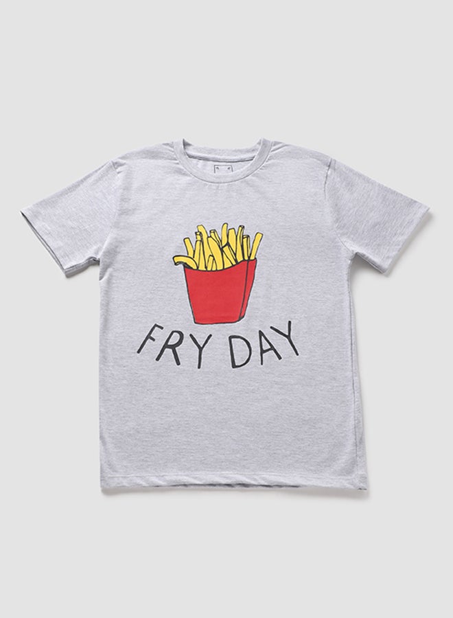 Neon Boys Round Neck Short Sleeve T-Shirt Light Grey  - Image 1