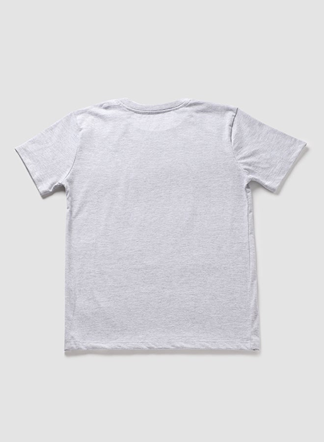 Neon Boys Round Neck Short Sleeve T-Shirt Light Grey  - Image 2