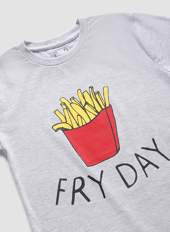 Neon Boys Round Neck Short Sleeve T-Shirt Light Grey  - Image 3