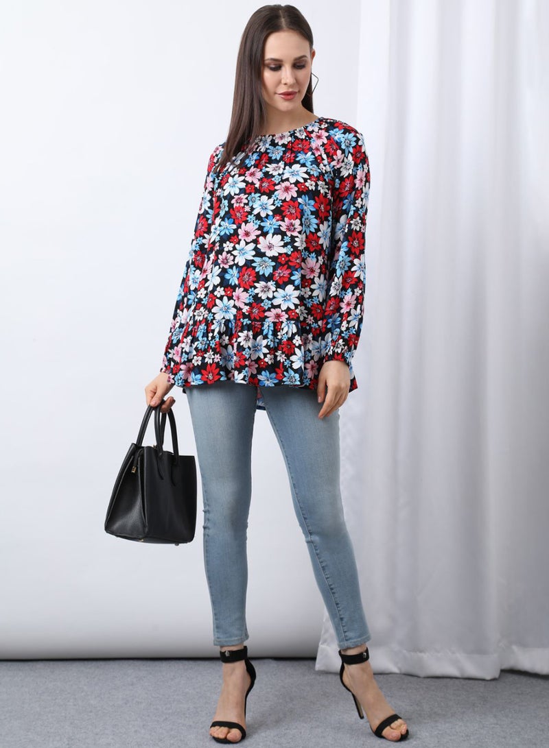 OFFROAD - Floral Printed Fashion Top Multicolour - Image 1