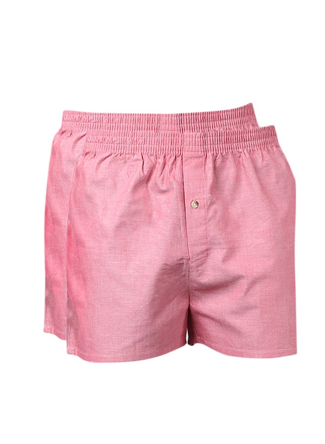 QUWA Pack Of 2 Woven Boxer Shorts Pink  - Image 1