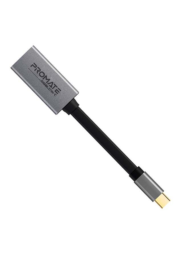 PROMATE - USB-C to Ethernet Adapter, Aluminium High-Speed USB Type-C to 1Gbps RJ45 Gigabit Ethernet LAN Network Adapter for MacBook Pro, MacBook Air, Surface book, Chromebook, XPS, Samsung S10, S10+, GigaLink-C  Grey Black - Image 1